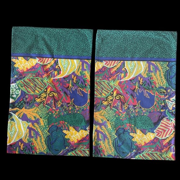 J. Kee Other - Vintage J. Kee Sheridan Pillowcases Vibrant Abstract Sea Life Patterns Beachy
